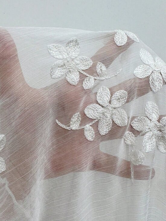 White Casual Women's Embroidered Self-Tie Ruffle Hem Skirt - Picture 8 of 8